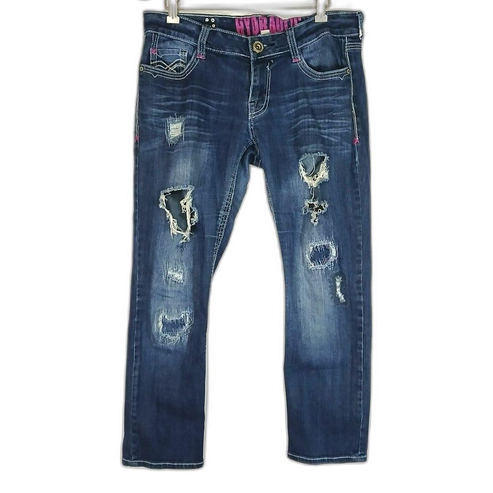 Hydraulic Gramercy Y2K Low Rise Capri Jeans Distressed Size 5/6 Vintage